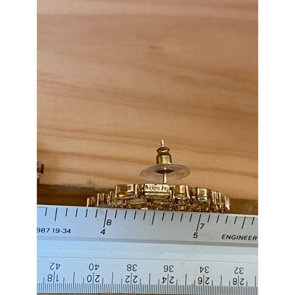 Nickho Rey Heidi Champagne Canary Yellow Gold Crystal Earrings 14K Gold Vermeil - Picture 3 of 11